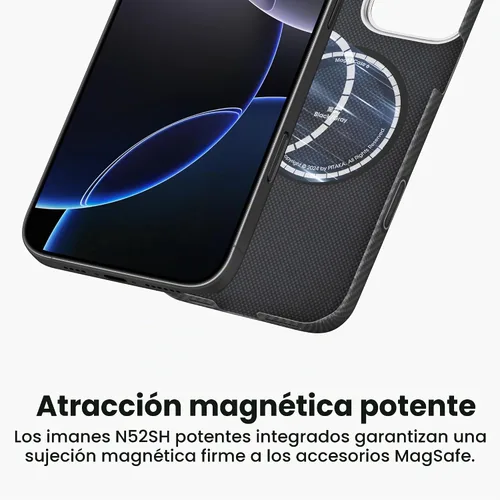 Vista 7 de pitaka Funda para iPhone 16 Pro de 6.3 pulgadas, compatible con MagSafe, ultra delgada, con sensación sin funda, tejido de fibra de aramida 600D