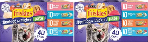 Vista 11 de Purina Friskies Paquete de la variedad de la pesca de la comida del gato enlatado, mariscos y pollo Pate Favoritos - (40) 5.5 oz. Latas