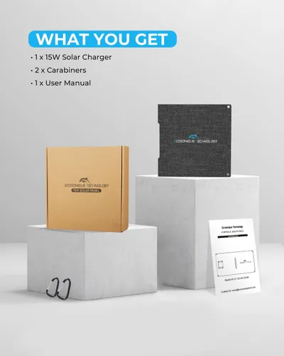 Vista 7 de Ecosonique Paneles Cargadores Solares Pequeños de 15W con USB C USB A Carga Rápida Paneles de Energía de Emergencia Plegables para Acampar