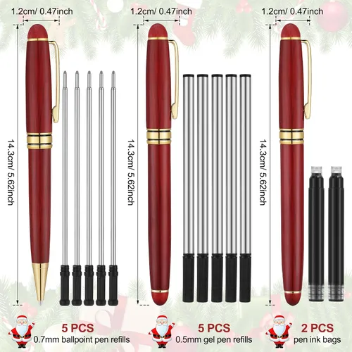 Vista 3 de Eaasty Juego de 16 bolígrafos de madera de regalo, incluye bolígrafo de tinta de gel, caja de madera y 12 recambios para maestros y padres, regalos