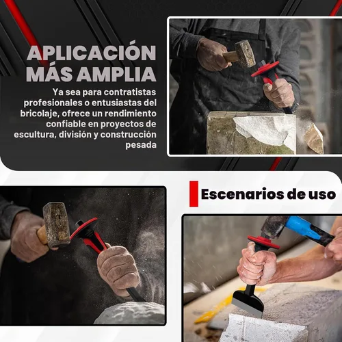 Vista 7 de C&T - Juego de cinceles de mampostería de alta resistencia con protector