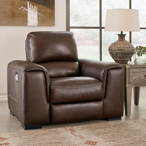 Vista 2 de Signature Design by Ashley Alessandro - Sillón reclinable eléctrico moderno con reposacabezas ajustable, color marrón oscuro