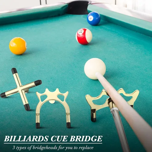 Vista 2 de Skylety Retractable Billiards Cue Snooker Pool Bridge Stick with 3 Pieces Removable Bridge Head, Snooker Set Billiards Pool Cue Accessory for Pool