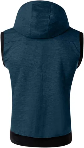 Vista 2 de TOWMUS Sudaderas con capucha para hombre, sin mangas, ajustadas, con cremallera, con cordón, lisas, chalecos con capucha