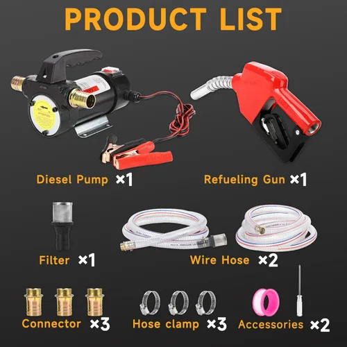 Vista 7 de Kit de bomba de transferencia de combustible diésel de 12 V CC, bomba de transferencia de diésel eléctrica autocebante de flujo de 10 GPM, kit