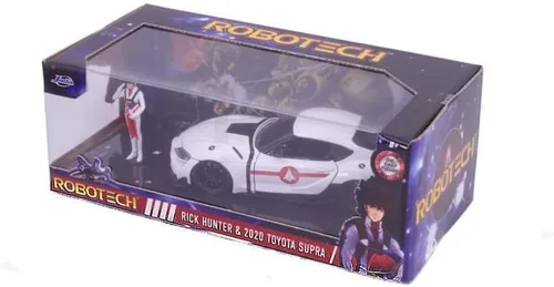 Vista 4 de Robotech 1:24 2020 Toyota Supra - Coche fundido a presión y figura de Rick Hunter de 2.75 pulgadas, juguetes para niños y adultos