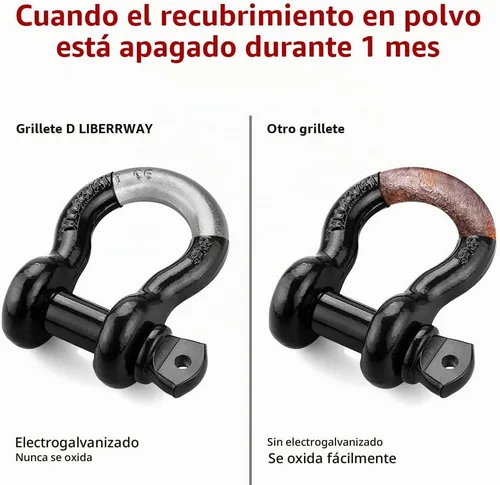 Vista 4 de Grilletes de 3/4" (2 piezas) LIBERRWAY, 57,000 libras de resistencia, con tornillo de 7/8", grillete de anillo D robusto para todoterreno, anillo D