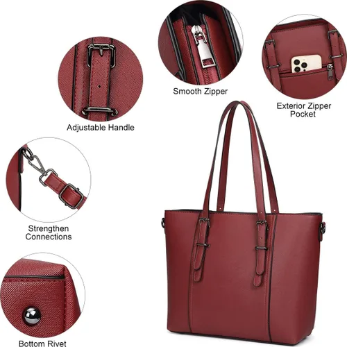 Vista 7 de Bolsas estilo cartera y bolsos estilo tote y de hombro para mujer con asa superior.