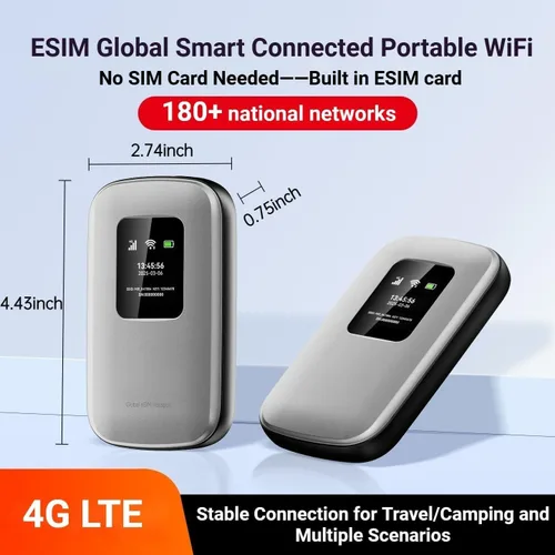 Vista 2 de Hotspot móvil portátil 4G LTE WiFi 6 Hotspot WiFi de viaje global Más de 180 países Hasta 48 horas de tiempo de uso Conecta hasta 16
