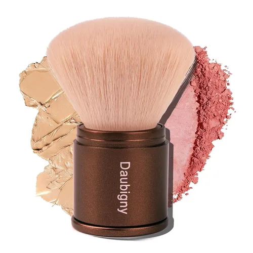 Vista 9 de Daubigny - Brocha de maquillaje retráctil Kabuki, brochas de base de viaje para base de maquillaje para rubor bronceador y polvo..