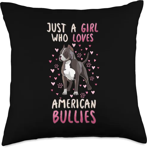 Vista 4 de Funny American Bully Lover Quote Design Just A Girl Who Loves American Bullies - Almohada divertida con cita de propietario, 16 x 16 pulgadas
