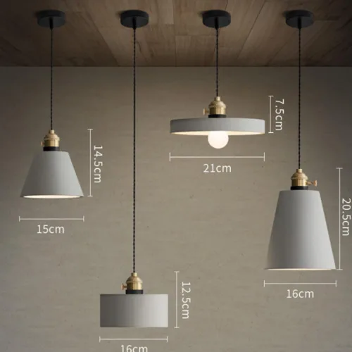 Vista 5 de Nordic Simple Pendant Lights, Mid Century Industrial Cement Ceiling Hanging Lighting with Copper Finish, Dining Room Gray Chandelier for Kitchen