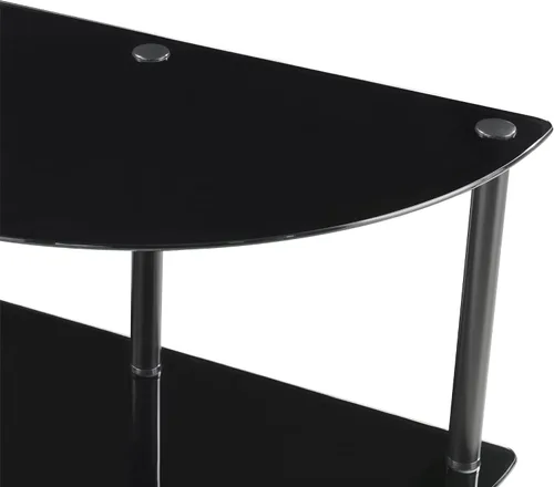 Vista 9 de Convenience Concepts Designs2Go - Mesa auxiliar clásica de vidrio de 3 niveles de medio círculo de 23.75 pulgadas, mesa auxiliar moderna
