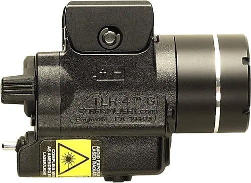 Vista 2 de Streamlight 69247 TLR-4G Luz táctica compacta de 160 lúmenes montada en riel para armas con láser de puntería verde integrado para H&K USP