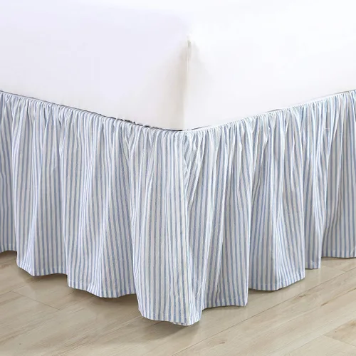 Vista 2 de Laura Ashley - Falda de cama individual, tela 100% algodón con una construcción suave y ligera, longitud de caída de 14.5 pulgadas, diseño de ropa