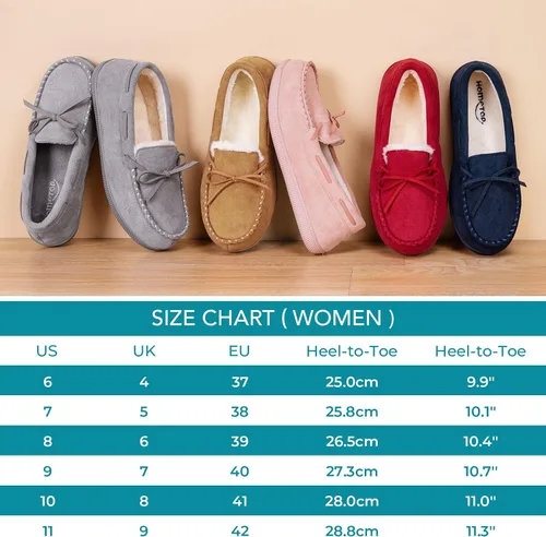 Vista 6 de HomeTop Mocasines para mujer, pantuflas de espuma viscoelástica para interiores y exteriores, zapatos para mujer
