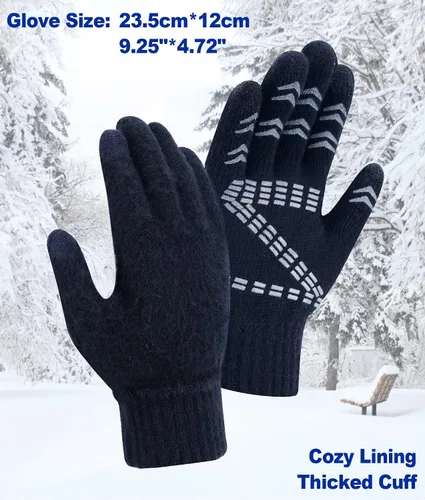 Vista 16 de FZ FANTASTIC ZONE Guantes de invierno para hombre, cálidos, térmicos, suaves, de lana, para pantalla táctil, para mujer