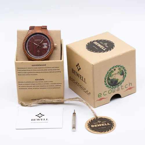 Vista 7 de BEWELL Men Wood Watch Vintage Quartz Movement Lightweight Wrist Watches W112A