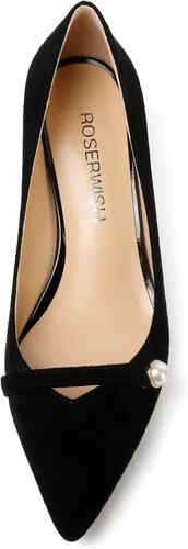 Vista 5 de ROSERWISH Zapatos de vestir de tacón bajo para mujer, cómodos, para fiestas, oficina, gatitos, zapatos de vestir de 2 pulgadas