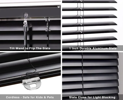 Vista 27 de LazBlinds Mini persianas de aluminio de 1" sin herramientas, sin necesidad de taladro, persianas sin cables para ventanas, persianas horizontales