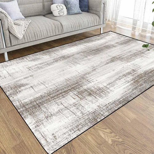 Vista 38 de TOMWISH - Alfombra abstracta pintada a mano en blanco y negro con pintura dorada, sala de estar, dormitorio, decoración de suelo, alfombra