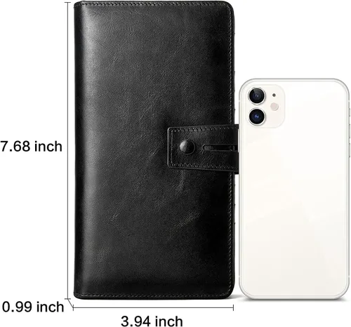 Vista 6 de BOSTANTEN Carteras de cuero para mujer con bloqueo RFID de gran capacidad, tarjetero triple para mujer