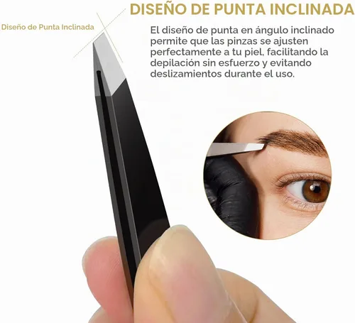 Vista 3 de Juego de 2 pinzas para cejas, puntas de precisión profesional mejoradas, color negro