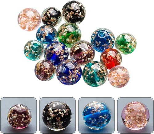 Vista 2 de COHEALI 40 cuentas espaciadoras de vidrio luminoso de 0.47 pulgadas, colores mezclados para hacer joyas, pulseras, tobilleras, manualidades