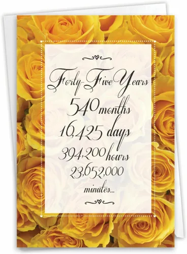 Vista 10 de NobleWorks 45 aniversario – 45 años de matrimonio amoroso con sobre para hombres, mujeres (1 tarjeta) (no papel de aluminio, capas o 3D) hitos