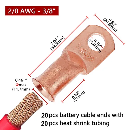 Vista 97 de TKDMR - Kit de 264 piezas de extremos de cable de batería, 132 piezas de terminales de anillo de lengüetas de cable de cobre resistentes AWG 8 6 4 2