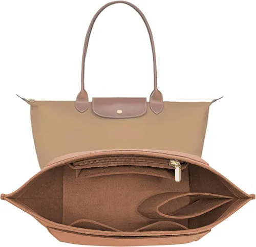 Vista 14 de LOUKAYCCI Organizador de fieltro para bolsa Longchamp Le Pliage (S, beige)