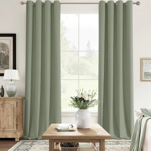 Vista 25 de ChrisDowa Cortinas 100% Opacas de Abedul Sólido de 45 Pulgadas de Largo, 2 Paneles para Dormitorio y Sala de Estar, Estilo Granja Oscurecedoras