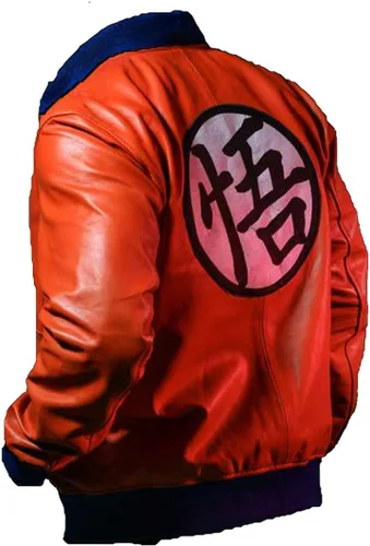 Vista 3 de Guko Kakroat Super Saiyan Orange Real Leather Costume Jacket for Mens Cosplay Jacket Superhero Jacket
