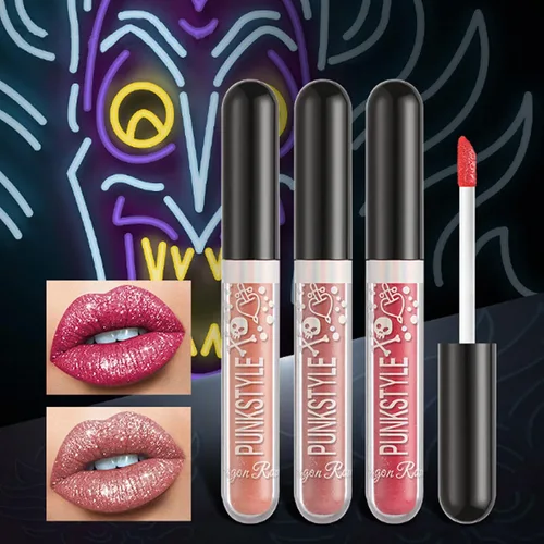 Vista 2 de Juego de 12 lápices labiales líquidos mate, maquillaje de labios, brillo de labios brillante con diamantes, 24 horas, de larga duración