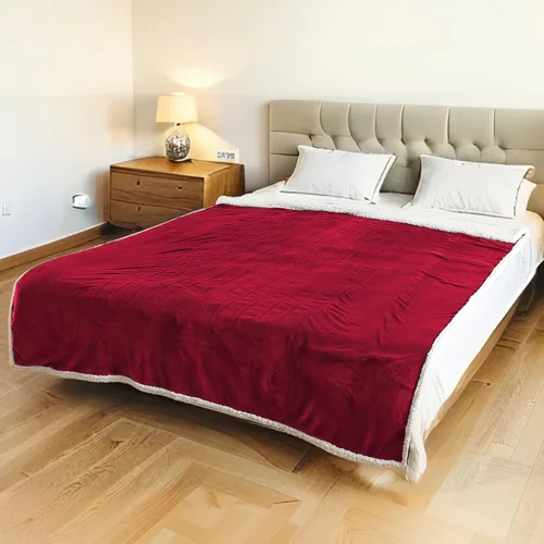Vista 32 de Manta térmica eléctrica tipo throw tamaño 50"x60" - Tela de franela y sherpa de doble cara, 6 ajustes de calor y 3 horas de apagado automático