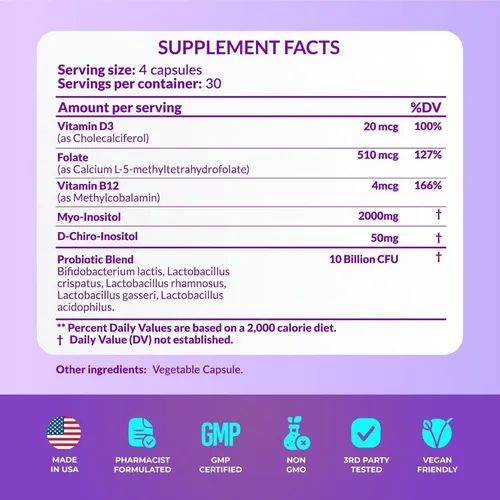 Vista 7 de Inositol+ Suplemento de equilibrio hormonal para apoyo de señalización metabólica y hormonal, el restablecimiento hormonal todo en uno para sentirse
