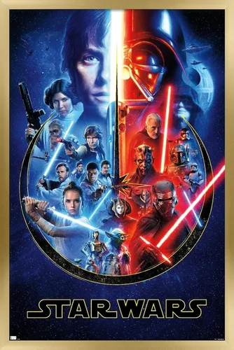 Vista 14 de Trends International Star Wars: Saga - Póster de pared Skywalker Saga, 22.4 pulgadas de largo x 14.7 pulgadas, versión enmarcada de madera de granero