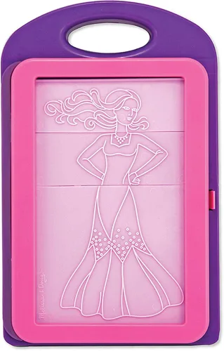 Vista 5 de Kit de actividad Melissa & Doug, diseño de moda arte, 9 Platos doble cara sobar, 4 lápices, crayón