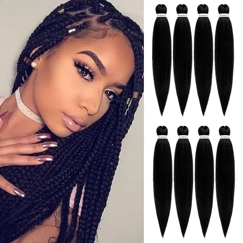 Vista 32 de Cabello trenzado preestirado - 12 pulgadas, 8 paquetes, cabello trenzado corto natural negro para trenzas torcidas o en caja, extensiones de cabello