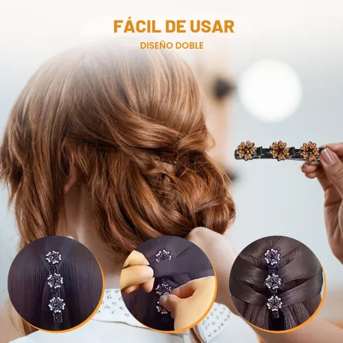 Vista 4 de Pinzas de pelo trenzadas para mujeres y niñas, 2025 nuevas pinzas de pelo con piedras de cristal brillantes, pinzas cortas de pico de pato