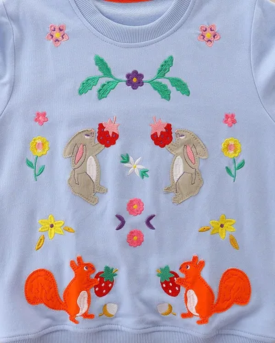 Vista 3 de HILEELANG Sudaderas de algodón para niña, estilo casual, cuello redondo, manga larga, suéter