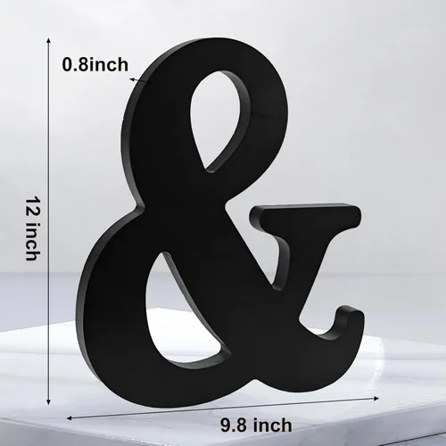 Vista 2 de AOCEAN Letras de madera negra de 12 pulgadas Letras de madera sin terminar para Halloween Letras decorativas de pie Rebanadas Tablero