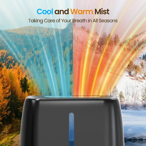 Vista 3 de Humidificador ultrasónico de 6L con llenado superior - Niebla fría y cálida para dormitorio, bebé, habitaciones grandes y plantas, control
