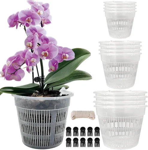 Vista 8 de Macetas para Orquídeas, Paquete de 12 Macetas para Orquídeas de 4.5 Pulgadas con Agujeros, Maceta Ranurada Transpirable para Orquídeas