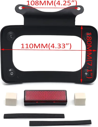 Vista 2 de MT389-BK Soporte Negro Curvado Inclinado para Placa de Matrícula Compatible con '10-posterior FLHX, FLHXS, FLHXSE, FLTRX, FLTRXS y '10-'12 FLHXSE