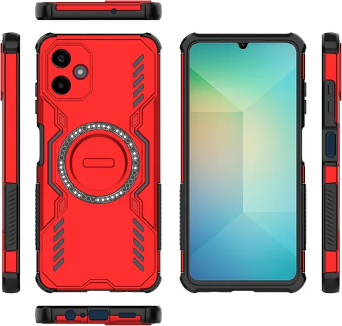 Vista 57 de Funda compatible con Motorola Edge 50, compatible con carga inalámbrica MagSafe [PC + TPU] 2 en 1 funda magnética protectora anticaída para Rojo