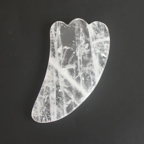 Vista 2 de Herramienta Gua Sha de cuarzo de cristal natural con piedra preciosa, herramienta de masaje de spa (amatista)