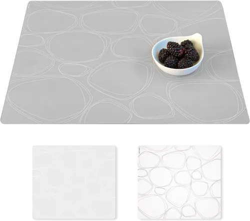 Vista 37 de Modern-Twist Mantel individual rectangular de silicona de 14 x 16 pulgadas, 100% silicona de grado alimenticio, estampado Asawa en niveles, paquete