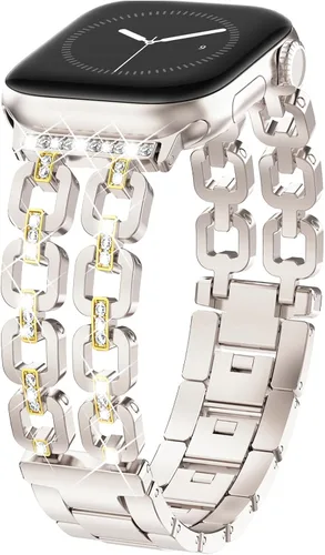 Vista 20 de WINGLE for Apple Watch Band Women 38mm 40mm 41mm 42mm 44mm 45mm 46mm 49mm Series 11 10 9 8 7 6 5 4 3 2 1 SE 3/2/1, Dressy Band Stainless Steel Chain