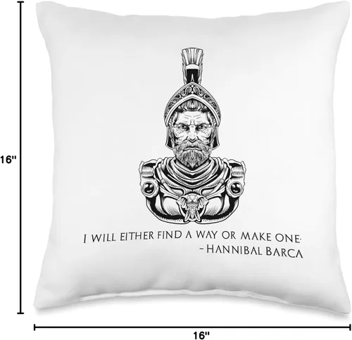 Vista 4 de Hannibal Barca & Carthaginian History Lover Gifts I Will Either Find A Way Or Make One-Hannibal Barca - Almohada (16.0 x 16.0 in), multicolor